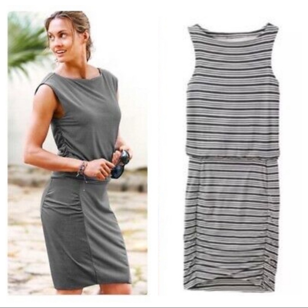 Athleta Westwood Sleeveless Stretch Cotton Striped Dress size Medium